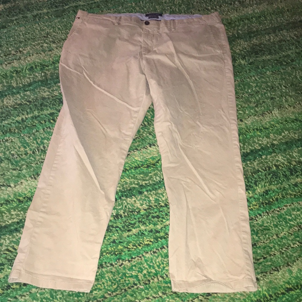 Tommy Hilfiger Mens Khaki Chino Pants Light Beige Regular Fit Stretch 40x30